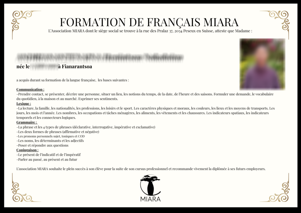 Certificat de formation 2